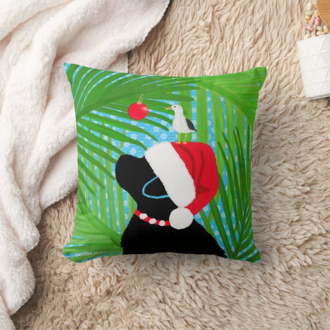 Tropical Black Lab Santa Seagull Christmas Kissen (Decke)