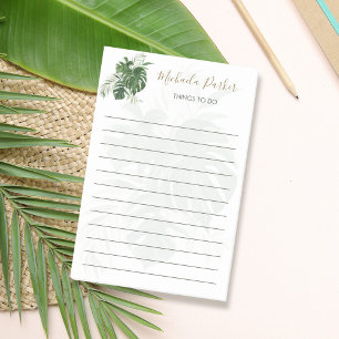 Tropical Blätter Greenery Elegantes Skript Post-it Klebezettel