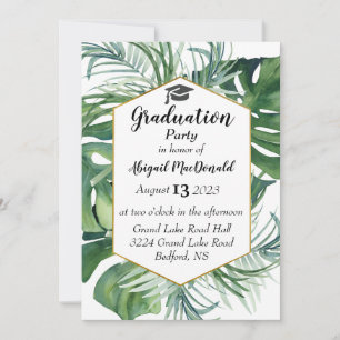 Tropical Blätter Greenery Graduation Party Einladung