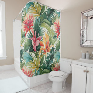 Tropical Bliss Palm Feuille Paradise Douche Rideau