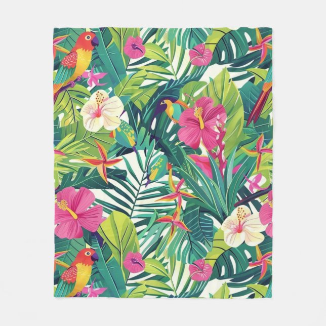 Tropical Bloom Greenerity Pattern Fleecedecke (Vorderseite)