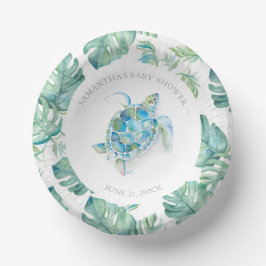 Tropical Blue and Green Sea Turtle Baby Dusche Pappteller