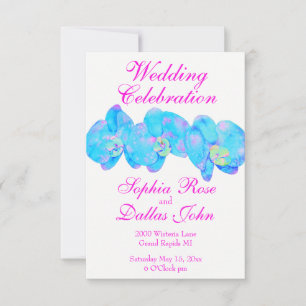 Tropical Blue Aquamarine Orchideenmalerei Einladung