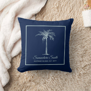 Tropical Blue Bale Aquamarin Palm Tree Personalisi Kissen