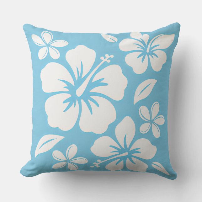 Tropical Blue Beach Blume Kissen (Vorderseite)