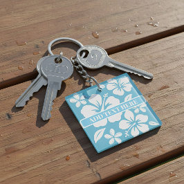 Tropical Blue Beach Blume Schlüsselanhänger