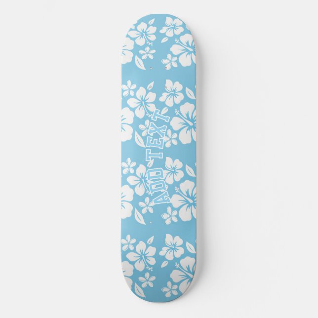 Tropical Blue Beach Blume Skateboard (Vorderseite)