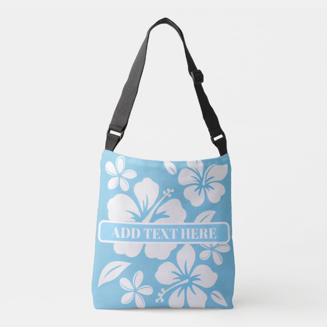 Tropical Blue Beach Blume Tragetaschen Mit Langen Trägern (Vorderseite)