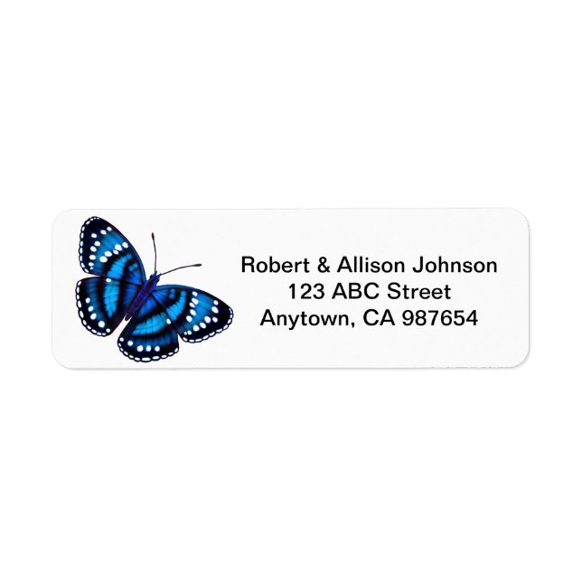 Tropical Blue Butterfly Address Labels (Vorne)