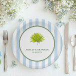 Tropical Blue Cabana Stripe Coastal Retro Wedding Pappteller<br><div class="desc">Bring a fresh coastal touch to your celebration with these tropical theme paper plates. The classic blue cabana stripe design creates a relaxed beachside feel, perfect for coastal weddings, tropical receptions, rehearsal dinners, or seaside bridal showers. The clean retro style pairs beautifully with tropical décor, island-inspired details, and beach wedding...</div>