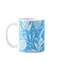 Tropical Blue Floral Pattern Diamond Monogram
