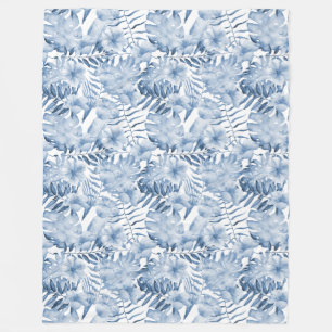 Tropical Blue Flowers Fleecedecke