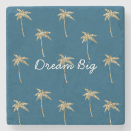 Tropical Blue Gold Glitzer Palm Trees Steinuntersetzer