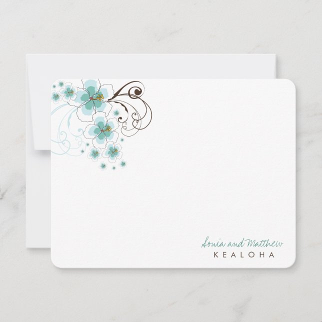 Tropical Blue Hibiscus Mariage Merci Carte de note (Devant)