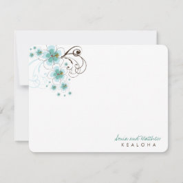 Tropical Blue Hibiscus Mariage Merci Carte de note