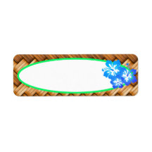 Tropical Blue Hibisken Blume Retro Style Label