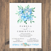 Tropical Blue Hibiskus Blume Hochzeit Einladung