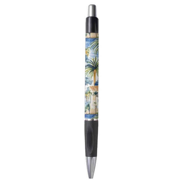 Tropical Blue Mediterranean Wedding Kugelschreiber (Vorderseite Vertikal)