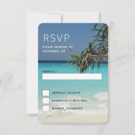 Tropical Blue Ocean Beach Scene Foto Hochzeit RSVP Karte