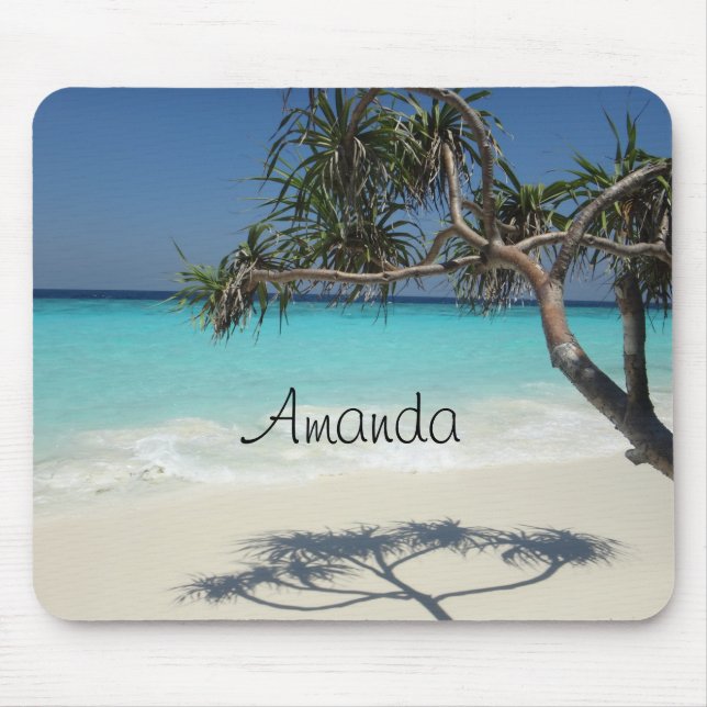 Tropical Blue Ocean Beach Scene Foto Mousepad (Vorne)