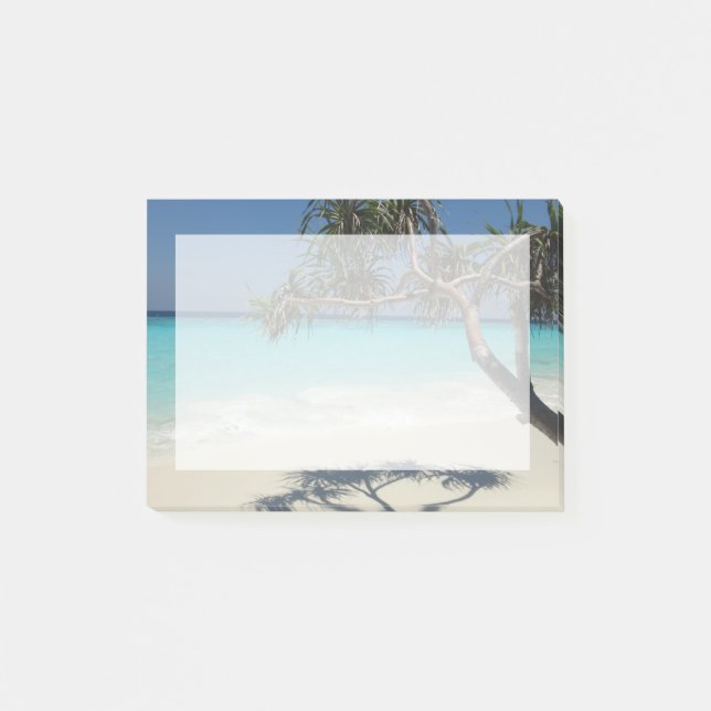 Tropical Blue Ocean Beach Scene Foto Post-it Klebezettel (Vorderseite)