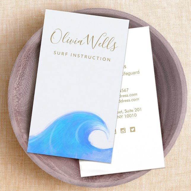 Tropical Blue Ocean Surf Wave Business Card Visitenkarte (Von Creator hochgeladen)