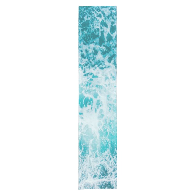 Tropical Blue Ocean Waves Kurzer Tischläufer (Vorderseite)