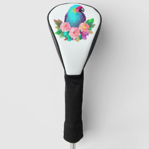 Tropical Blue Parrot mit tropischen Blume Golf Headcover