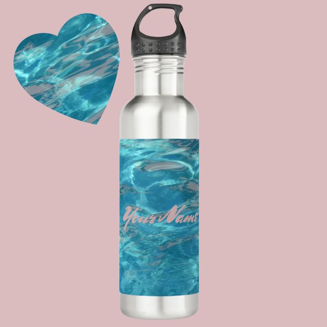 Tropical Blue Rippling Water Personalisiert Edelstahlflasche (Von Creator hochgeladen)