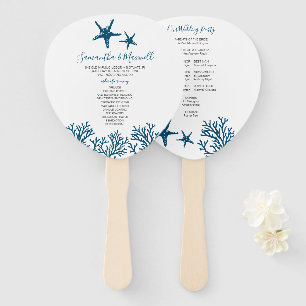Tropical Blue Starfish Wedding Program Fan Fächer