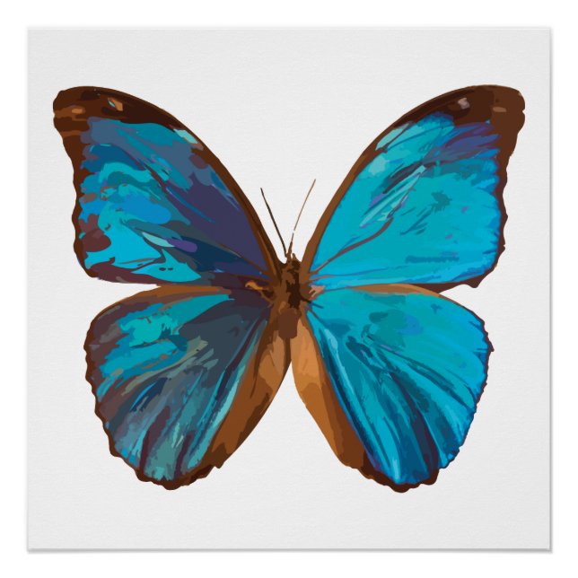 Tropical Blue und Turquoise Gem Butterfly Poster (Vorderseite)