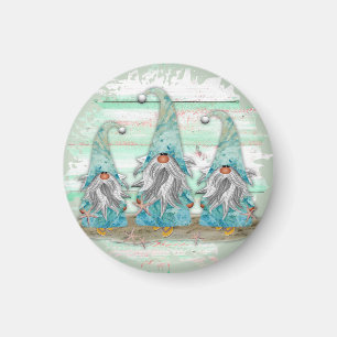 Tropical Blue Watercolor Beach Gnomes Magnet