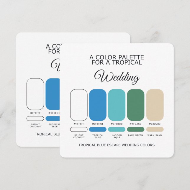 Tropical Blue Wedding Color Palette Card Einladung (Vorne/Hinten)