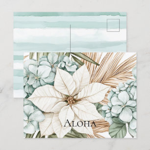 Tropical Blue White Blume Postkarte