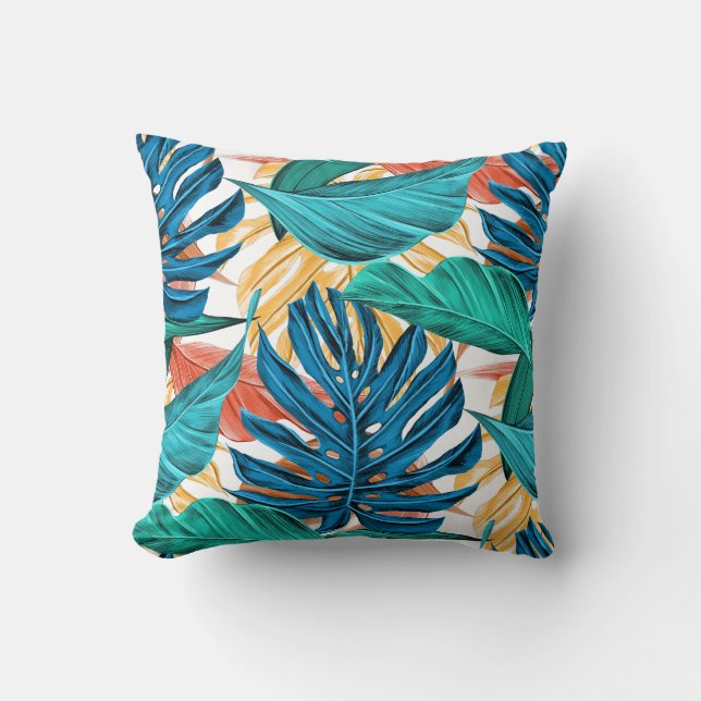 Tropical Blue yelllow leaves  Kissen (Vorderseite)