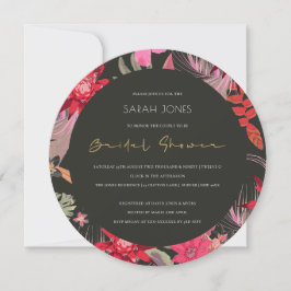 Tropical Boho Dark Floral Brautparty Einladung