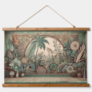 Tropical Boho Display Wall Hanging Wandteppich Mit Holzrahmen