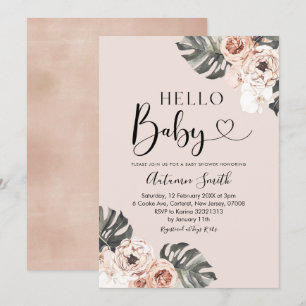 Tropical Boho Floral Hello Baby Dusche Einladung