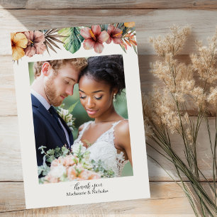 Tropical Boho Floral Wedding Danke Karte