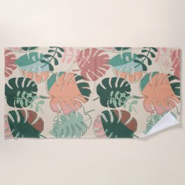 Tropical Boho Monstera Mit Monogramm Badetuch