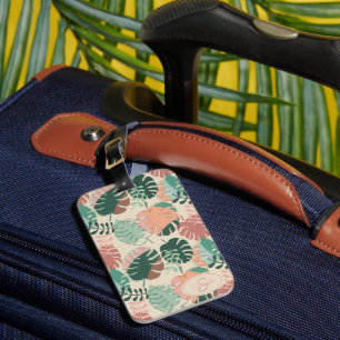 Tropical Boho Monstera Personalisierter Sommerurla Gepäckanhänger