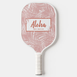 Tropical Boho Pink Palm Leaf Muster Pickleball Schläger