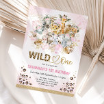 Tropical Boho Safari Animals Girl Baby Dusche Einladung<br><div class="desc">Safari-Babydusche-Einladung mit femininen tropischen Blätter in den Farben Schwarz und Gold,  hübschem Leopardenmuster und einer Gruppe niedlicher Dschungeltiere</div>