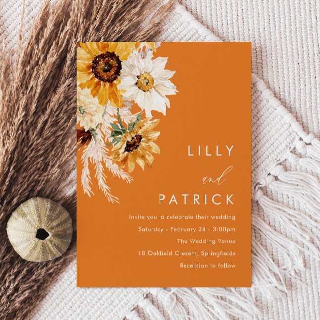 Tropical Boho Sunflower Wedding Einladung (Von Creator hochgeladen)
