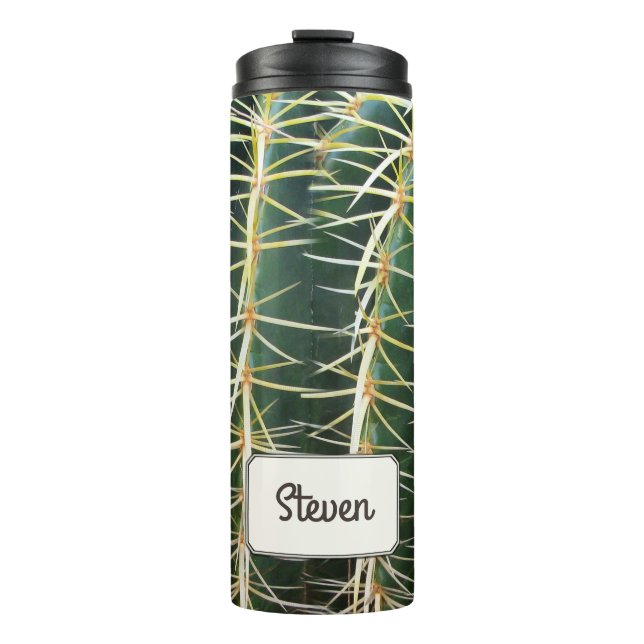 Tropical Botanical Cactus Foto beliebiger Name Thermosbecher (Vorderseite)