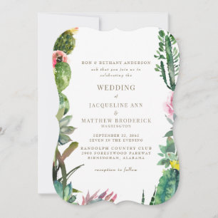 Tropical Botanical Elegant Cactus Invitation Einladung