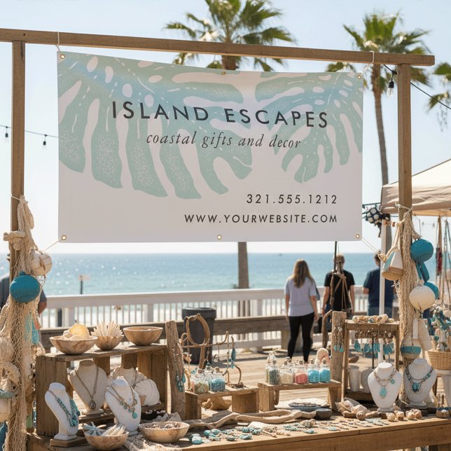 Tropical Botanical Monsteral Leaf Business Banner (Von Creator hochgeladen)