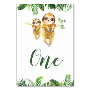 Tropical Boy Sloth Baby Dusche Tischnummer