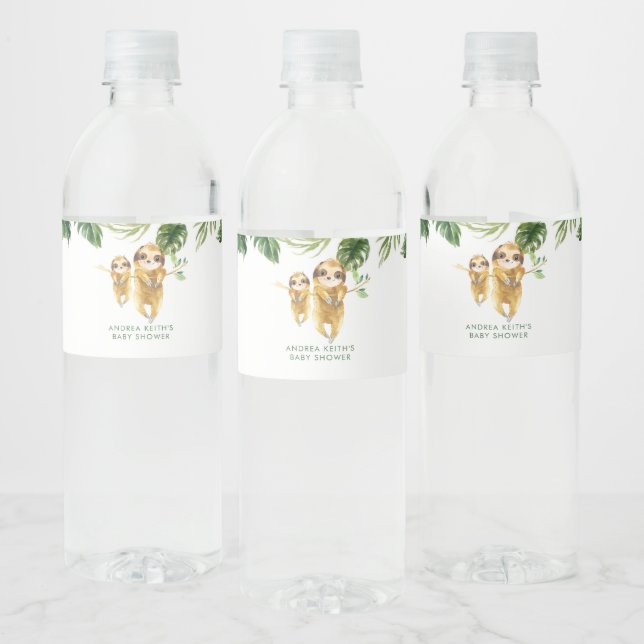 Tropical Boy Sloth Baby Dusche Wasser Flasche Etik (Flaschen)