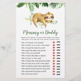 Tropical Boy Sloth Baby Shower Mommy oder Daddy